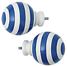 Blue Striped Ball Finials (Set of 2)